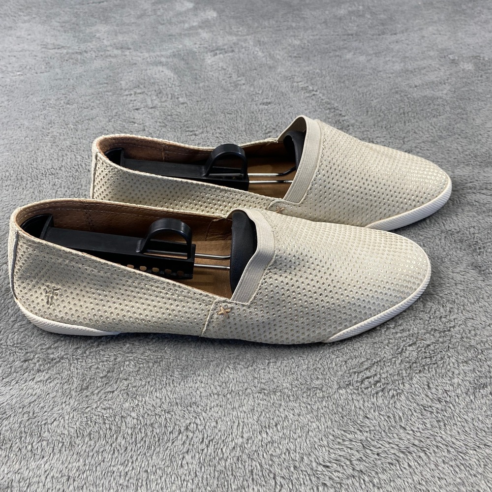 Frye Slip On Shoe Women 8.5 Melanie Metallic Perforated Diamond Leather Sneakers